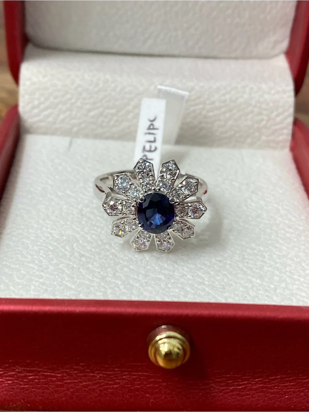 925 Sterling Silver White And Blue CZ Ring